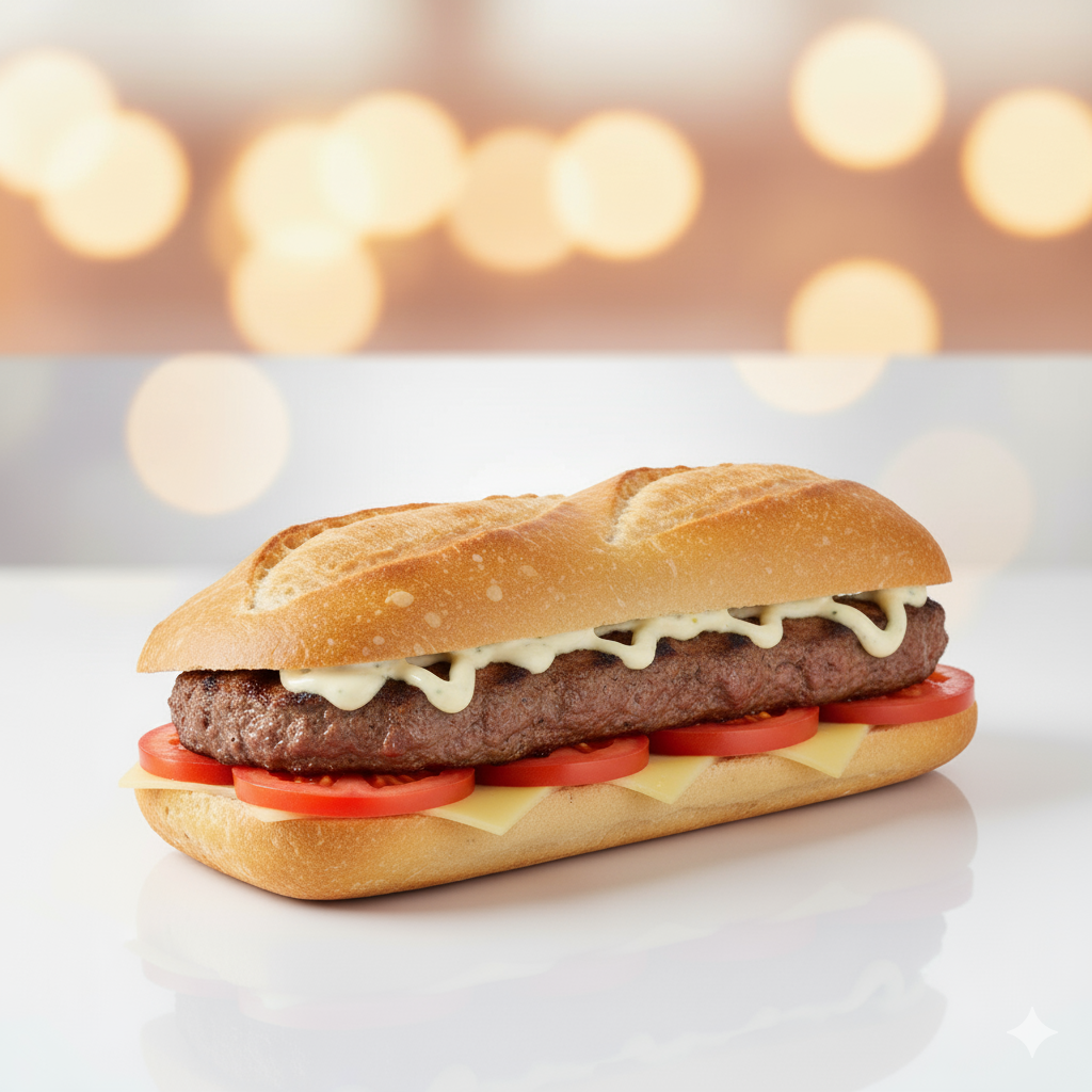 BOCADILLO CON HAMBURGUESA TOMATE O ALIOLI