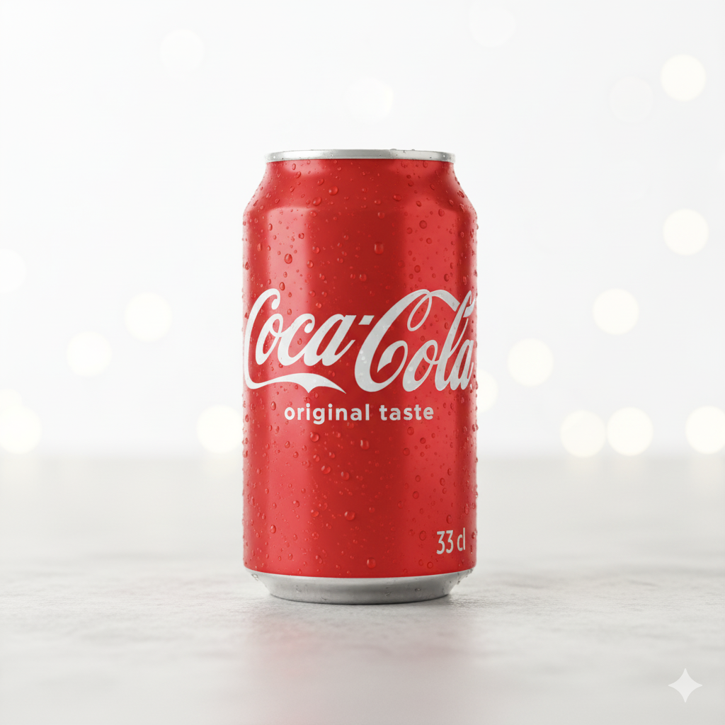 lata de coca cola con gotas de condensación