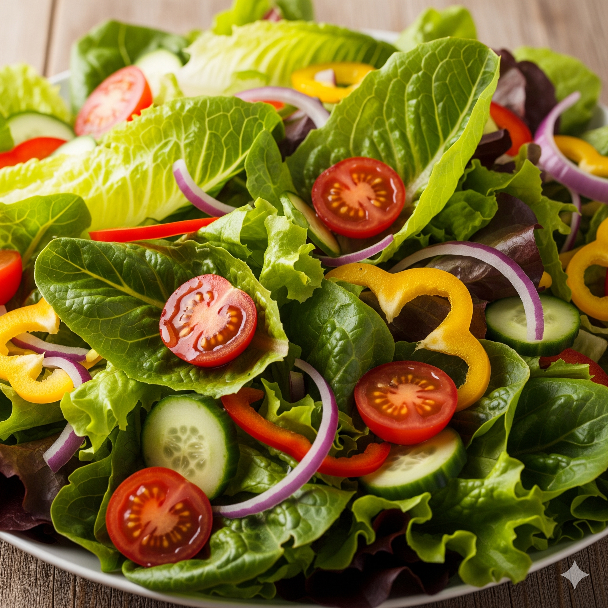 ensalada grande con lechuga y tomate