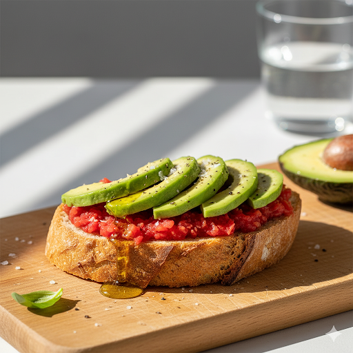 TOSTADA TOMATE Y AGUACATE