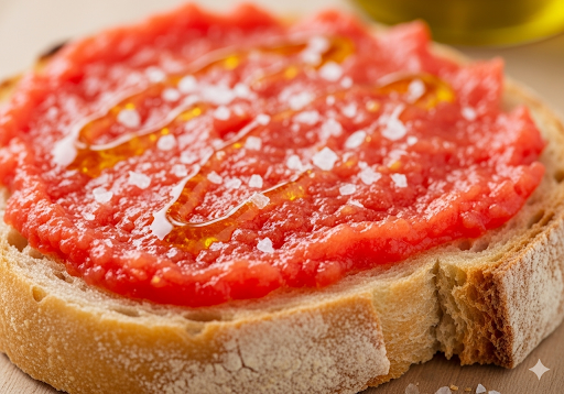 tostada de tomate, aceite y pan
